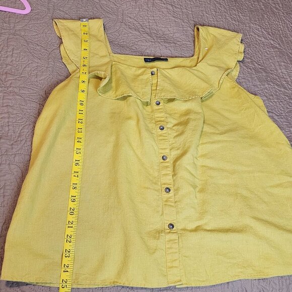 M&S Marks and Spencer linen blend summer top US sz 14 women yellow - Picture 10 of 12